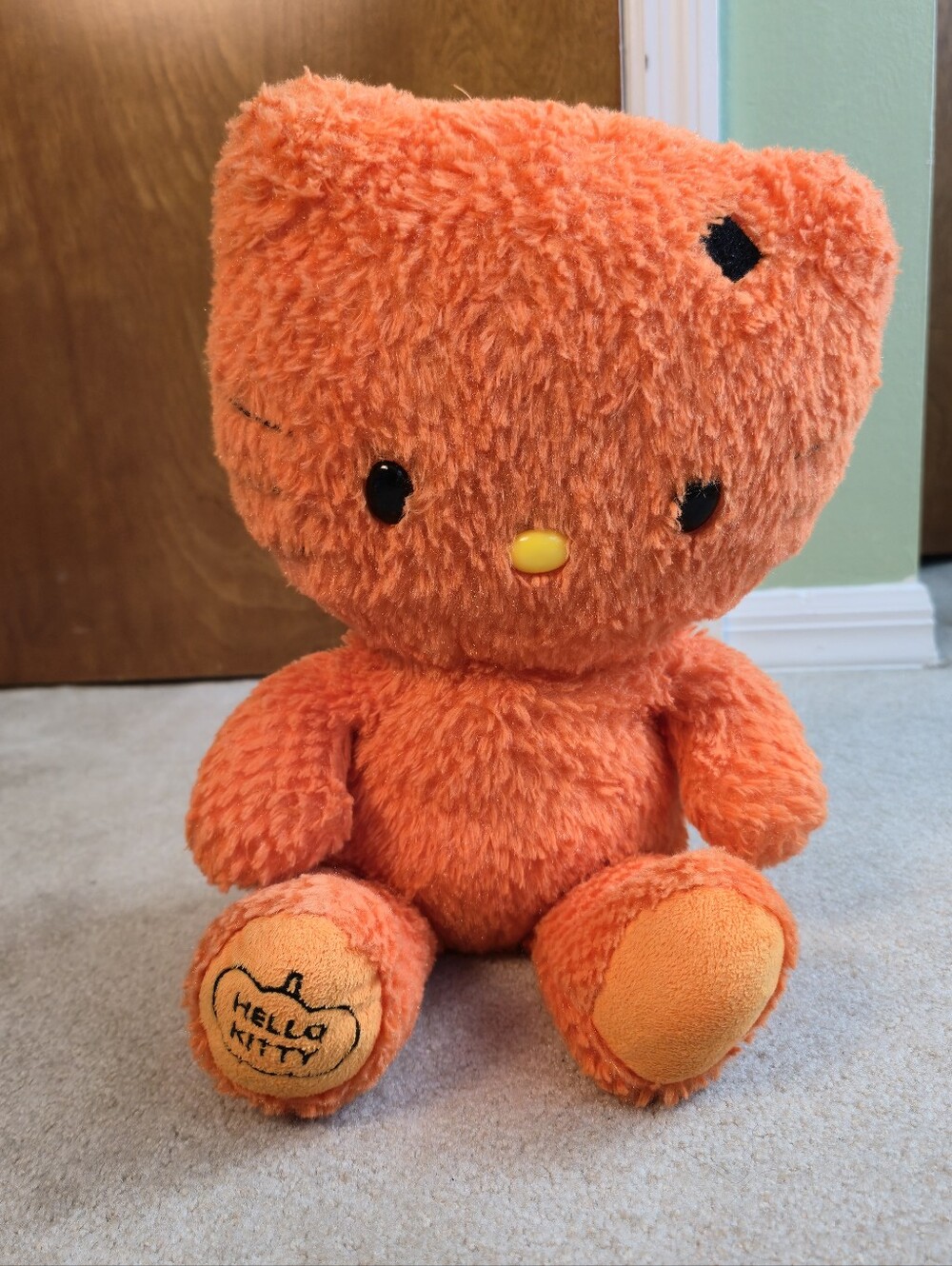 Hello Kitty Build A Bear Plush Orange Pumpkin Fall Autumn Stuffed Cat NO BOW